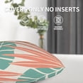 thumbnail image 6 of Summer Palm Leaf Pillow Covers 18x18 Set of 2, Coral Tropical Leaf Decorative Outdoor Throw Pillow Covers Green Blue Botanical Farmhouse Cushion Case Linen Square Decor for Home Couch Sofa, 6 of 6