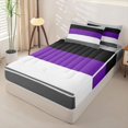 thumbnail image 2 of Erosebridal Solid Strip Zipper Twin Comforter Sets with Fitted Sheet and 2 Pillowcases,Purple Lines Print Zipper Bedding Set For Girls,Black Reversible,4 Pieces, 2 of 7