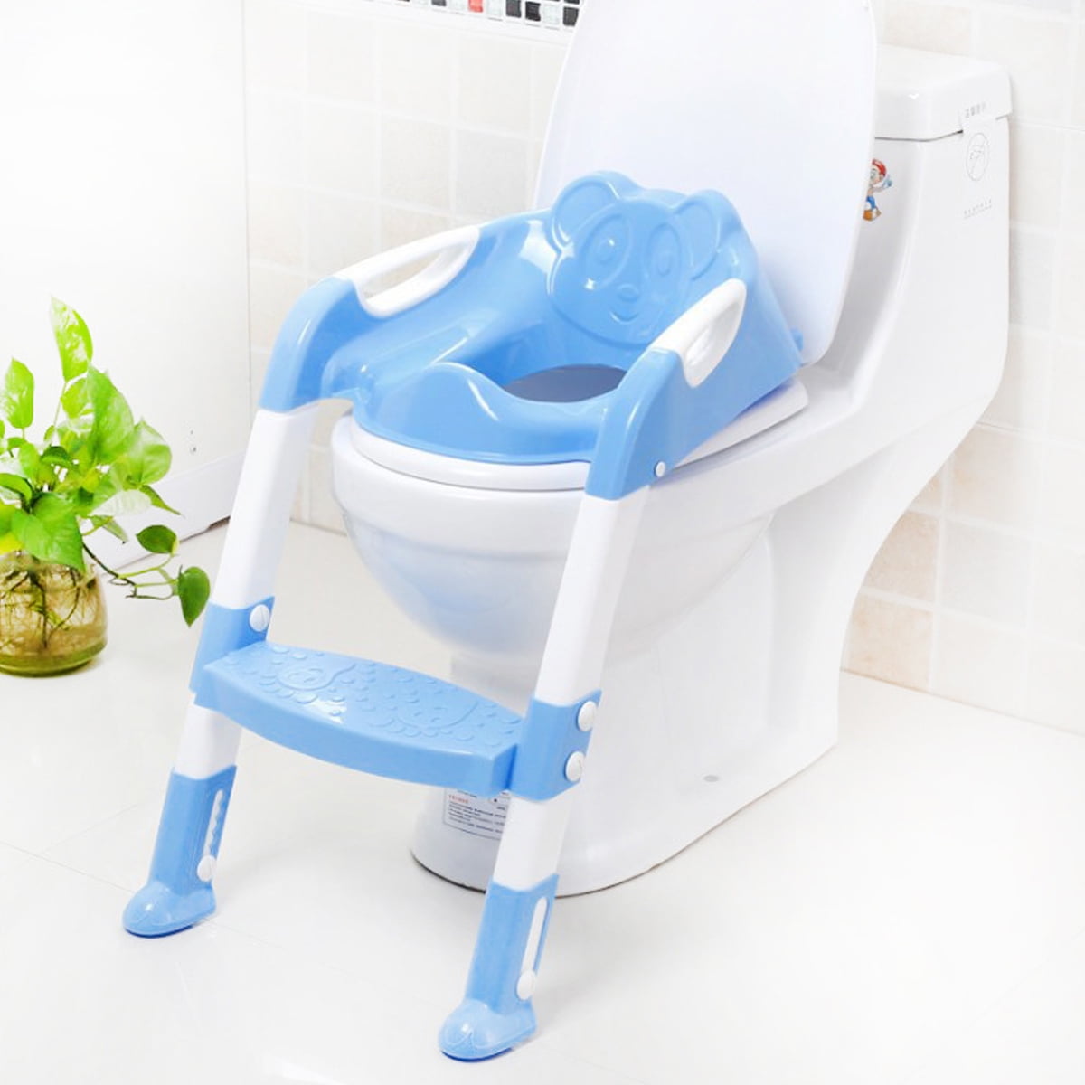 Potty Training Seat with Step Stool Ladder and Handles for Baby Toddler Kid Children Boys and Girls Toilet Training Chair with Padded Soft,Blue 