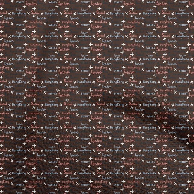 oneOone Georgette Viscose Brown Fabric Travel Craft Projects Decor Fabric Printed By The Yard 42 Inch Wide