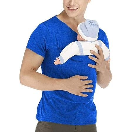 Kangaroo Shirt For Mom And Baby Baby Care Kangaroo Dad T Shirt For Men Skin To Skin Multifunction Baby Carrier Wrap Shirt Pocket Breathable Infant Tank Top Color Blue Size Medium Walmart
