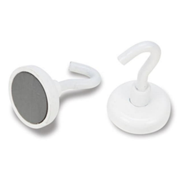 1 in. White Enamel Magnetic Hook, 2 Piece