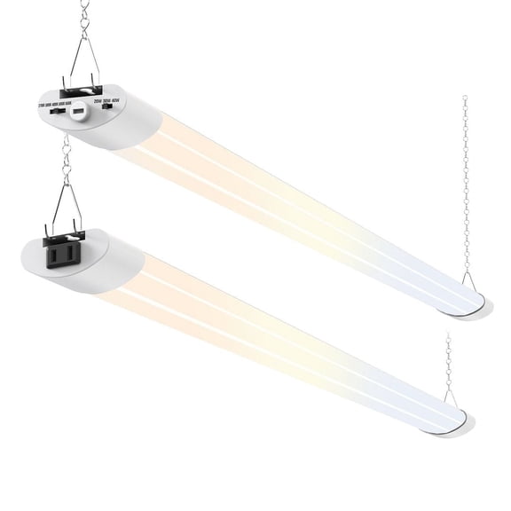 ALUSSO 2 Pack 4FT 5CCT LED Shop Lights for Workshop, 20W 30W 40W 2700K 3000K 4000K 5000K 6500K Selectable, Linkable Linear Work Light for Workbench Garage, ETL