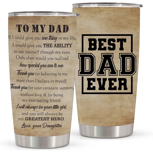 Regalos para papá de hija: el mejor papá del mundo, regalos de cumpleaños para el Día del Padre, Navidad, ideas de regalos de cumpleaños para papá, vaso de acero inoxidable de 20 oz para hombres.