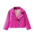 thumbnail image 6 of GYRATEDREAM Toddler Girls Faux Leather Motorcycle Jacket Lapel Zip Up Biker Coat Kids Fall Outerwear, 2-8Y, 6 of 6