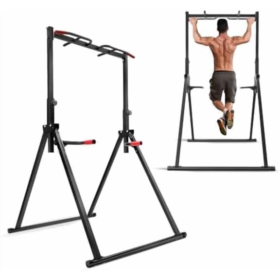 Foldable Power Tower Pull Up Bar, Free Standing Multi-function Power Tower Dip Station Adjustable Multifunction Workout Pull Up Tower Station Gym Strength Training Equipment 440 LBS Capacity
