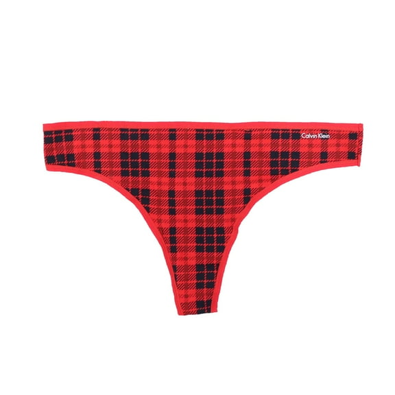 Calvin Klein Women's Ck Form Thong Underwear Cheeky Red Black Plaid New