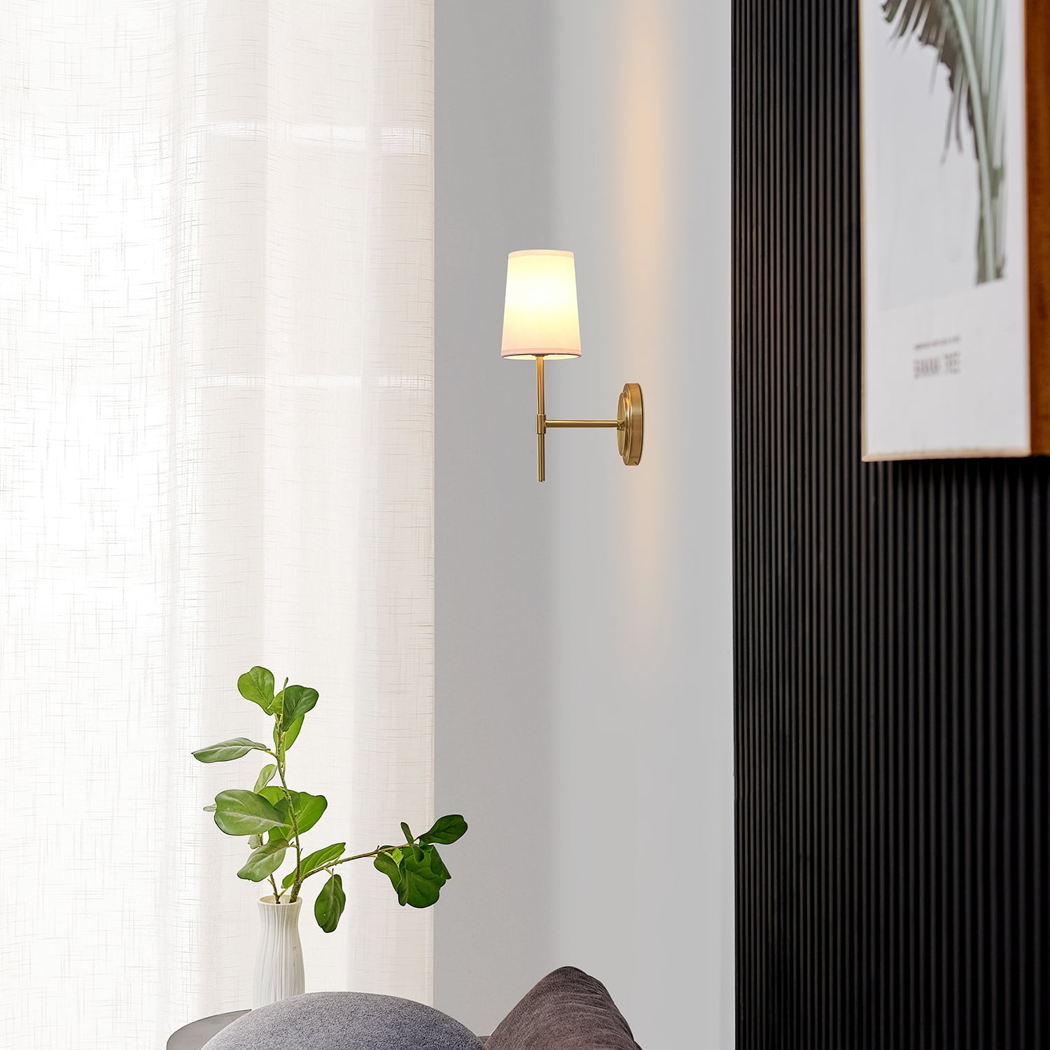 Better Homes & Gardens Energy Efficient LED Burnished Brass Indoor Wall Sconce