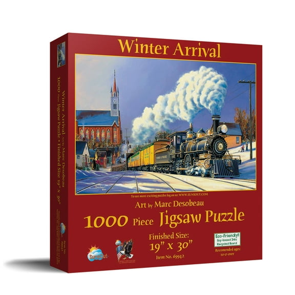 SUNSOUT INC - Winter Arrival - 1000 pc Jigsaw Puzzle by Artist: Marc Desobeau - Finished Size 19" x 30" - MPN# 69942