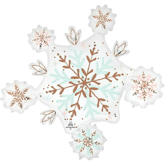 32 inch Satin Winter Wonderland Snowflake Anagram Foil Mylar Balloon - Party Supplies Decorations
