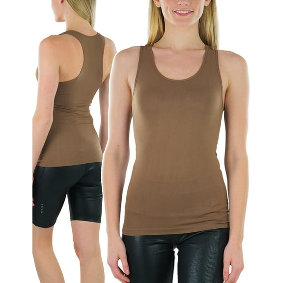 ToBeInStyle Womens Seamless Active Racerback Tank Top - Mocha