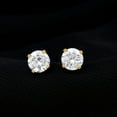 thumbnail image 3 of Rosec Jewels Certified Round Shape Moissanite Solitaire Stud Earrings, 10K Yellow Gold, 3 of 6
