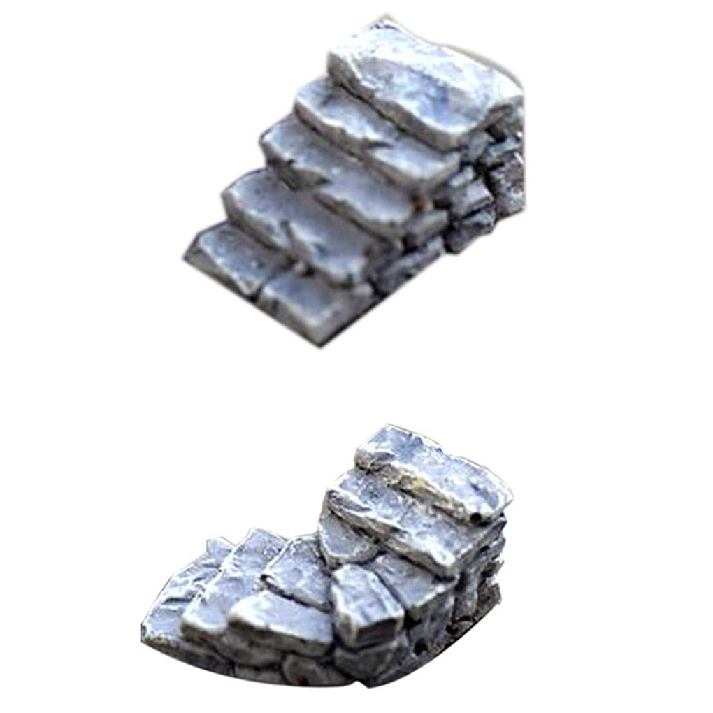 Firiodr Miniature Artificial Stone Steps Straight Curved Bridge Stairs Home Decor Fairy Ornaments Plastic Artwork 