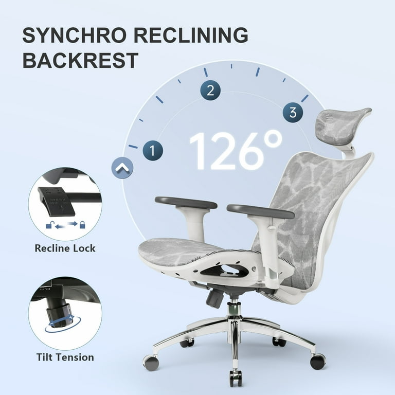 Sihoo M57 High Back Ergonomic Office Mesh Chair, Light Gray photo 6