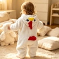 thumbnail image 5 of PFWOWB Baby Chicken Costume Hooded Jumpsuit with Fuzzy Texture and Raised Beak Detail (White,18-24 Months), 5 of 6