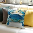 thumbnail image 3 of Creowell   Blue Crab Coastal Premium Indoor/Outdoor Pillow Patio Decor Water Color Nautical Decoration Marine Life Accent Throw Pillow for Couch Sofa Chair   18x18in, 3 of 5