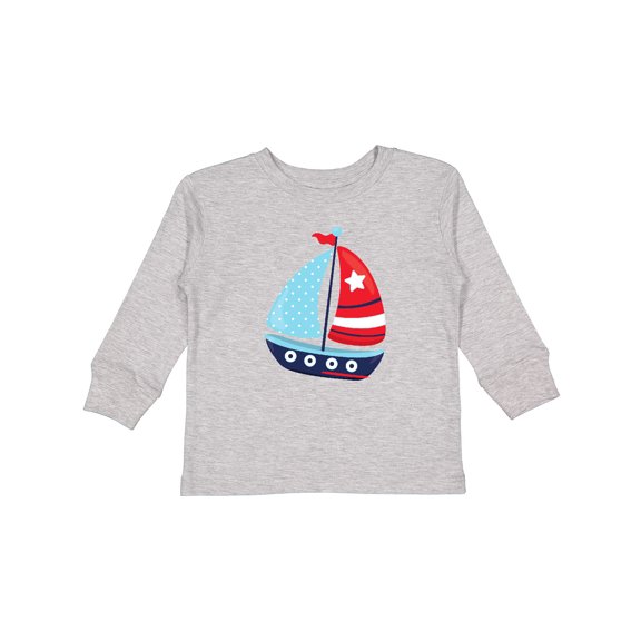 Inktastic Sailboat, Sailing Boat, Sails - Red White Blue Boys Long Sleeve Toddler T-Shirt