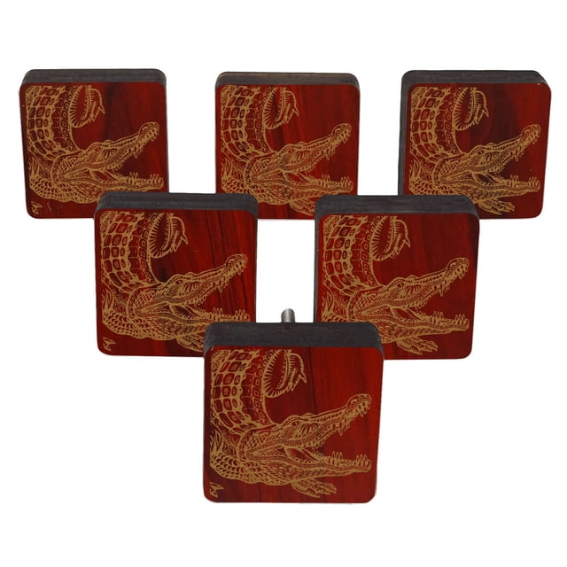 IBA Indianbeautifulart Boutons Rouges Gravés 10 Pcs Meubles Boutons en Bois Festonnés Tiroir Rustique