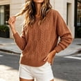 thumbnail image 5 of Xdegoge Womens Cable Knit Sweaters Crew Neck Long Sleeve Pullover Casual Relaxed Fit Cozy Fall Winter Warm Vintage Chunky Jumper Tops Everyday Fashion Knitwear, 5 of 8