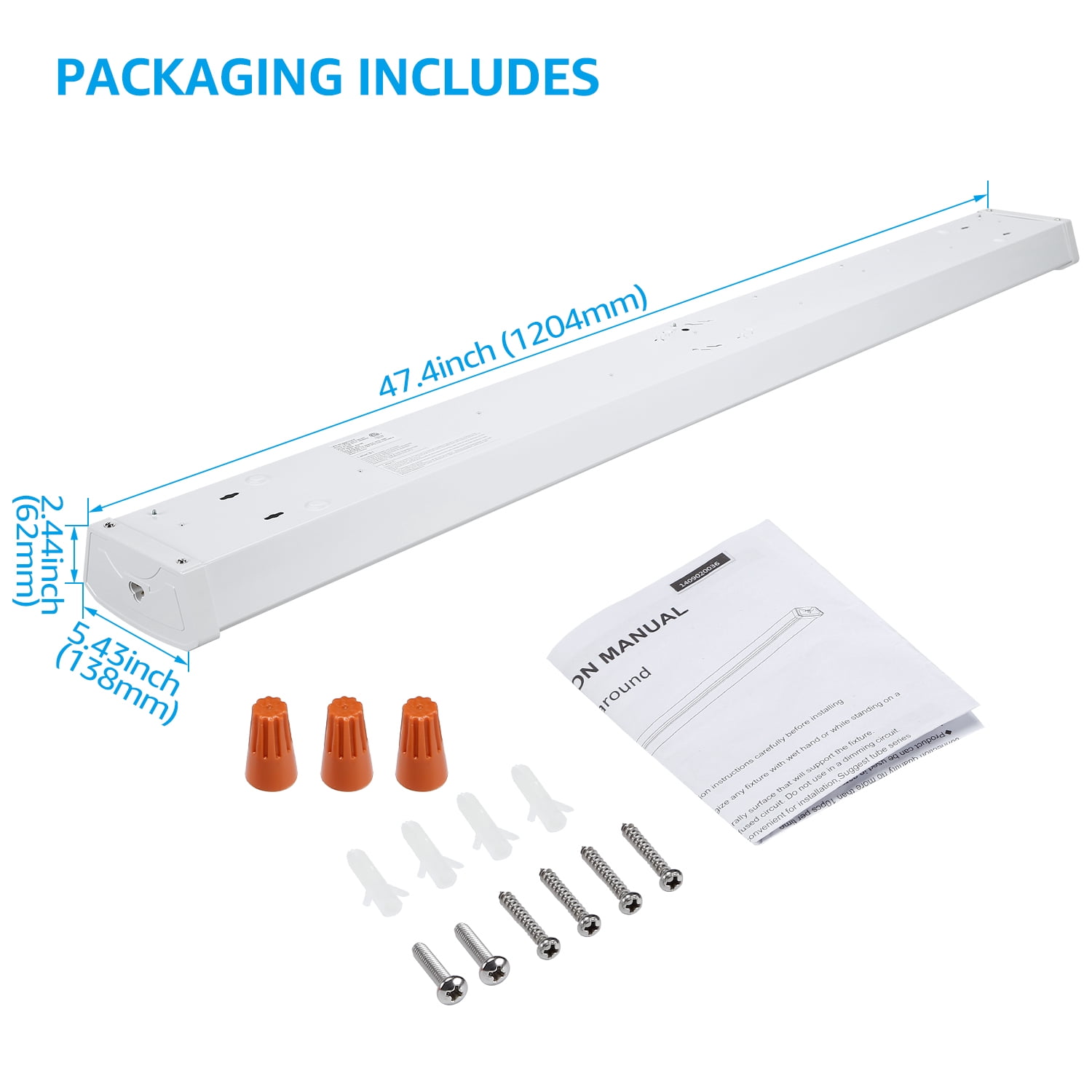 4 Pack 4ft LED Wraparound Light, Flush Mount LED Shop Lights for Laundry Rooms, 40W (100W Equiv.), 4400lm, 4000K Cool White