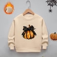 thumbnail image 2 of Girls Boys Pumpkin Print Crewneck Sweatshirt Halloween Youth Fleece Sweatshirts Long Sleeve Basic Pullover Soft Warm Fleece for Kids Khaki 9-10 Years, 2 of 7