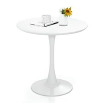 Canddidliike 32 Inch Modern Tulip Round Dining Table with MDF Top-White, High Top Table, Kitchen Bar Height Table and Chairs for Dining Room