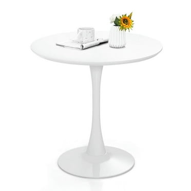 Canddidliike 32 Inch Modern Tulip Round Dining Table with MDF Top-White, High Top Table, Kitchen Bar Height Table and Chairs for Dining Room