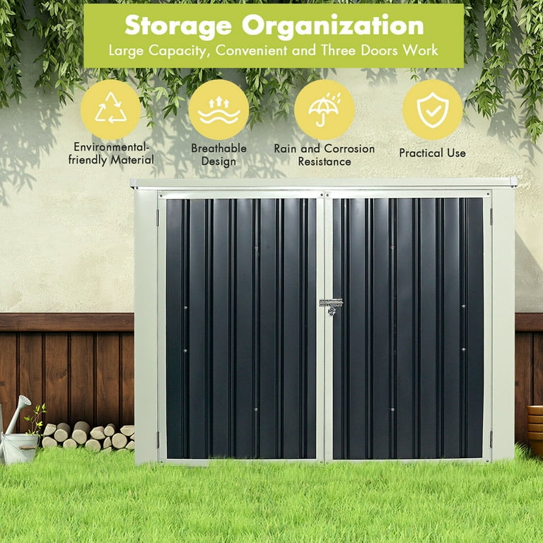 Costway 6x3FT Horizontal Storage Shed, 68 Cubic Feet, Lockable