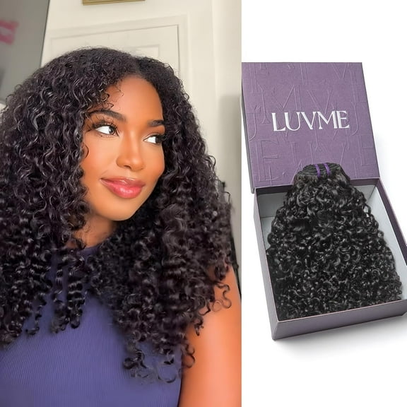 LUVME 10" Messy Burmese Curly Bundle Brazilian Virgin Human Hair Weave Extensions Natural Black for Women