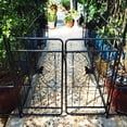 thumbnail image 6 of Metal Garden Arch with Gate 79.5'' Wide x 86.6'' High Climbing Plants Support Rose Arch Outdoor Black, 6 of 26