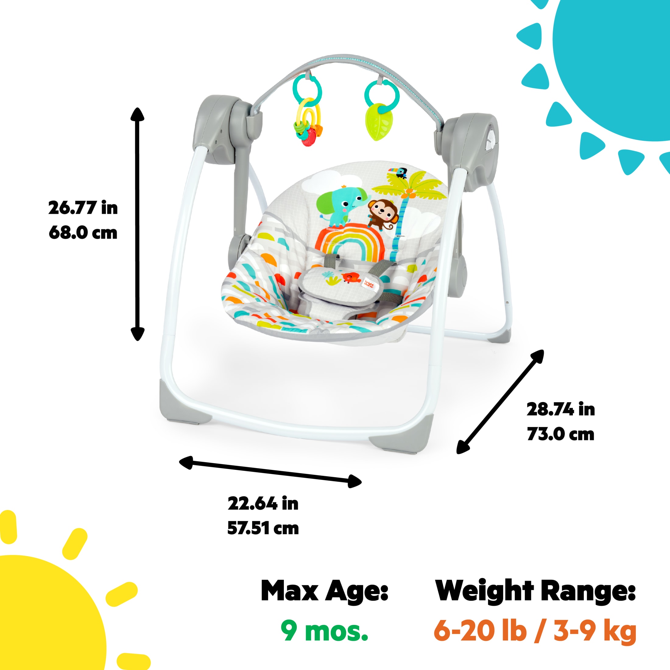 Bright Starts Playful Paradise Portable Baby Swing with Toys photo 5