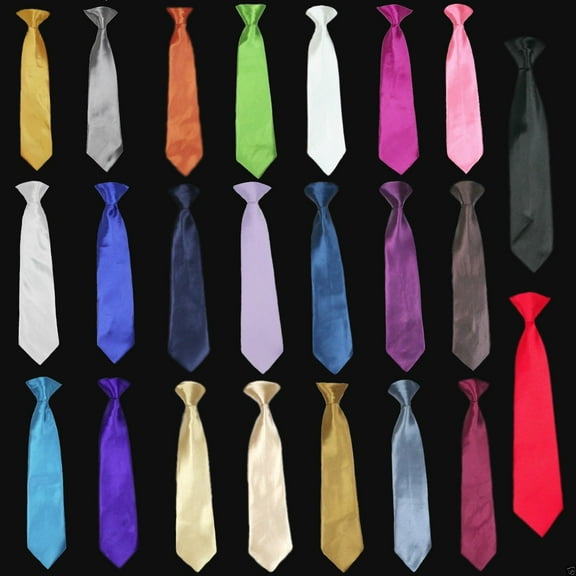 New Satin Solid 23 COLORS Clip on NECK Tie for Boy Formal Suit S-XL,2T-7,8-14