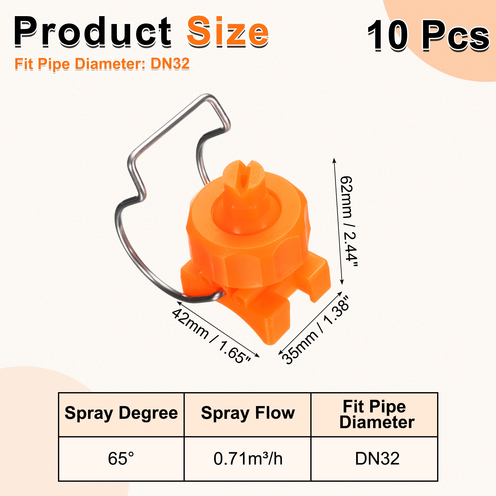 Uxcell 10 Pack Flat Fan Spray Tip, 65 Degree Spray Nozzle with Clip Adjustable Plastic Yellow Nozzles Fit 1-1/4" Hose, 0.71 Cubic Meters Per Hour