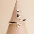 thumbnail image 2 of Cat Paw Hug Ring Adjustable Silver Pet Lover Jewelry with Paw Prints Design, 2 of 4