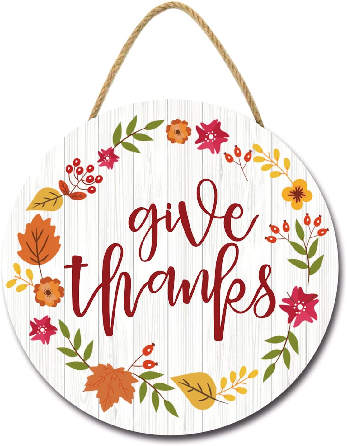 Eveokoki 11" Give Thanks Sign for Front Door Thanksgiving