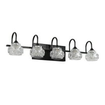29" Retro 5-Light Bathroom Vanity Light – Black Bathroom Light Fixture with Crystal Glass Shades, Wall Mounted Vanity Lights for Bathroom, Powder Room, Mirror, Hallway (Bulbs Not Included)