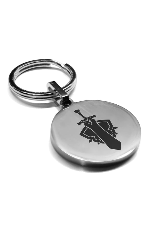 Stainless Steel Warrior Fantasy Class Round Medallion Keychain Circle Ring