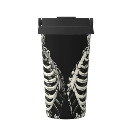 

Pofeuu Skeletons Love Flowers Print Coffee Mug Iced Coffee Tumbler Cup Double Wall Vacuum Leak-Proof Thermos Mug CoffeeThermos Travel Mug
