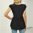 thumbnail image 3 of Kadahis Women T Shirts Loose Casual Short Sleeve V Neck Top Lotus Leaf Sleeves Solid T-Shirt, 3 of 5