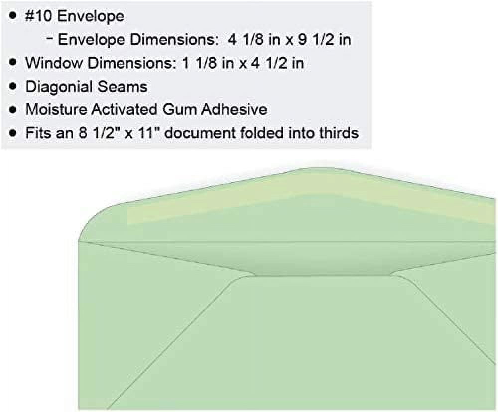Limited Papers (TM) Regular Mailing And Business Envelopes, Left Hand Window, No. 10 (4.8 x 9.5 Inch), Gummed seal, 24 Pound, Variety of Colors And Quantities. (Green, 500)