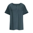 thumbnail image 4 of Delliss Women's Summer Notch V Neck Plus Size Blouse Short Sleeve Basic Loose T-Shirt, 4 of 6