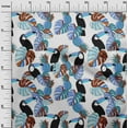 thumbnail image 3 of oneOone Polyester Spandex Blue Fabric Floral Flower With Birds Sewing Craft Projects Fabric Prints By Yard 56 Inch Wide, 3 of 5