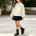 thumbnail image 5 of Kids Solid Zip up Faux Leather Jacket Lapel Long Sleeve Moto Coat Fashion Casual Outdoor Outerwear for Girls Beige 2-3 Years, 5 of 9