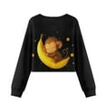 thumbnail image 7 of Xoenoiee Monkey Banana Star Print Girls Crop Tops Oversized Sweatshirt Long Sleeve Crewneck Kids Lightweight Cute Pullover Tops, 7-8 Years, 7 of 7