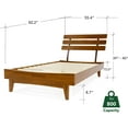 thumbnail image 3 of Full Size | Caden 55x82x15in Deluxe Bed Frame with Adjustable Headboard, Mid Century Style, Acacia Wood, Caramel, 3 of 10