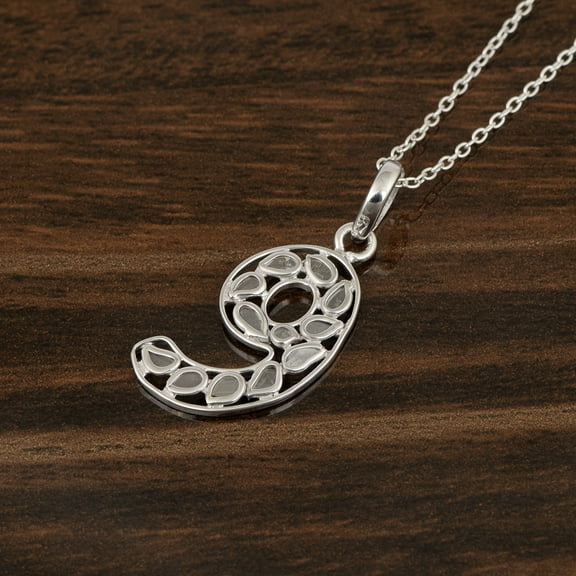 Personalized 9 Number Necklace 0.35 Ctw Natural Polki Diamond 925 Silver Pendant