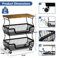 thumbnail image 3 of HaiCube 3-Tier Metal Wire Rolling Cart with Wheels, Stackable Storage Organizer Cart with Top Shelf for Pantry, Kitchen Fruit Snack Book Storage Rack, 3 of 9