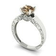 thumbnail image 2 of 1.06 ct Round Cut Simulated Champagne Diamond Solitaire with Accents Engagement Ring for Women in 18K White Gold, 2 of 5