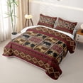 thumbnail image 3 of Homewish Black Red Aztec Quilt King,Rustic Bear King Coverlet Set,3pcs, 3 of 7