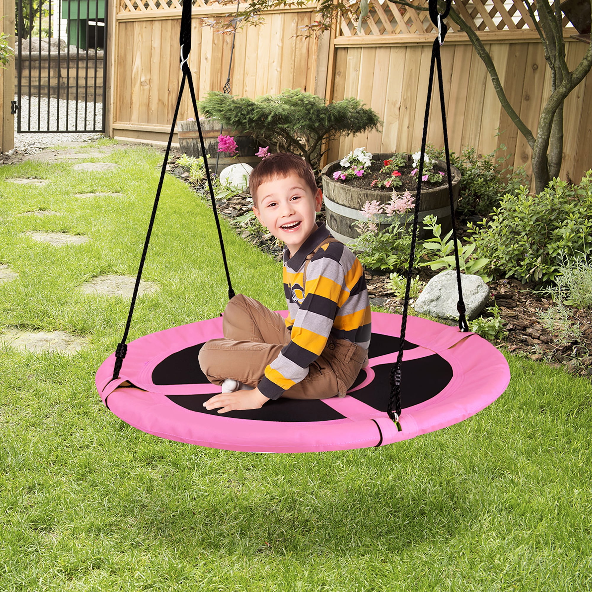 Attaches to Trees or Existing Swing Sets Dreambeauty Flying Saucer Tree Swing 40 Round Swing Set Multicolor Adults,Easy Install Children Steel Frame Giant Large Round Tree Swings for Kids 